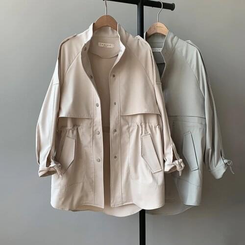 Windbreaker Womens Short 2021 Spring New Korean Top Fashion Loose Show Thin Casual Khaki Coat Womens Trench Streetwear