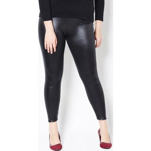 Leggings Women Fake Leather Plus Size 5xL Big Sizes Women High Waist Large Slim Legging Femme Stretch Skinny Pants Black Leggins