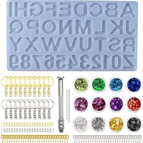 1 Set Crystal Epoxy Resin Mold Alphabet Letter Number Pendant Casting Silicone Mould DIY Crafts Jewelry Making Tools