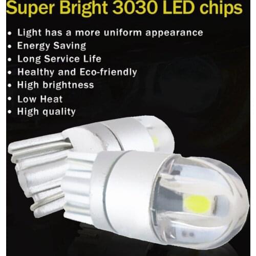 2pcs W5W T10 2 SMD 3030 LED Bulbs Super Bright White For Car Exterior Daytime Running Lights Bulb 12V License Plate Light Turn L
