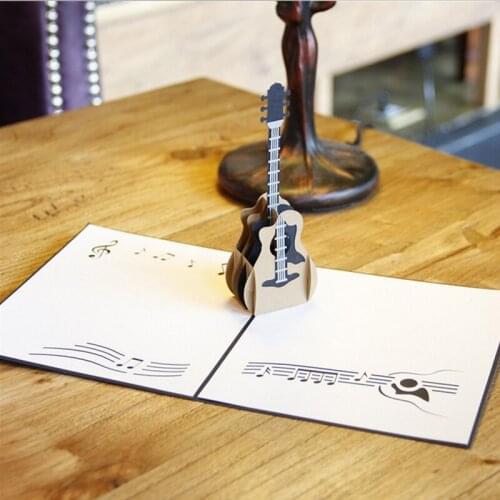 3D Up Music Guitar Greeting Card Christmas Valentine Birthday Invitation L4MB