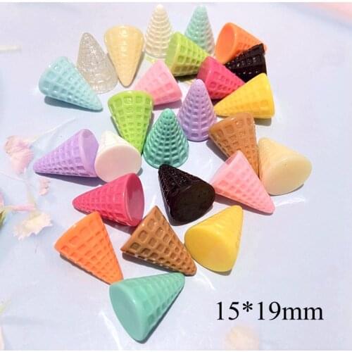 40Pcs/lot Mini Mixed Ice Cream Crispy Cone Cake Macarone Dessert Figurines Miniatures DIY Craft Material Wedding Party Accessory