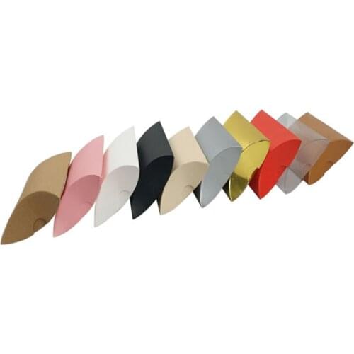 50pcs/Lot Colorful Pillow Shape Hard Paper Board Candy Box Pie Box House Moving and Wedding Luxury Gift Halloween Candy Bag