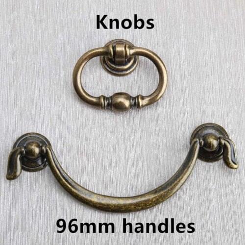96mm dresser handles pulls knobs bronze drawer cabinet knobs handles antique brass drop rings vintage furniture shaky handles