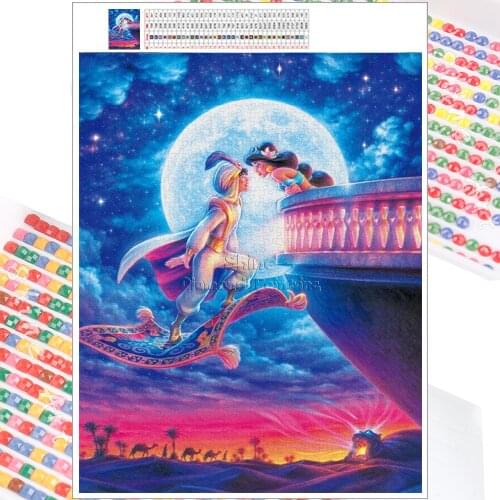5D DIY Diamond Painting Disney Aladdin Princess Cartoon Square Round Handmade Mosaic Set Embroidery Cross Stitch Home Decor Gift