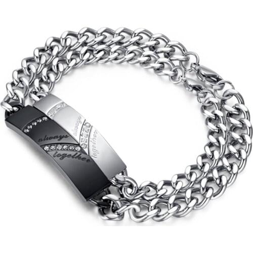 Stainless Steel Couple Bracelets & Bangles Heart Bracelets For Women Men Lovers' Jewelry Valentines Day Gift