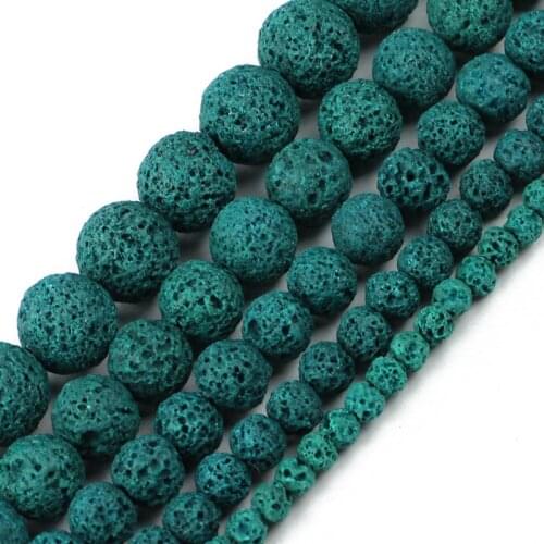 JHNBY Green Lava beads Natural Stone beads Volcanic rock High quality Round Loose bead ball 4/6/8/10/12MM for jewelry making DIY