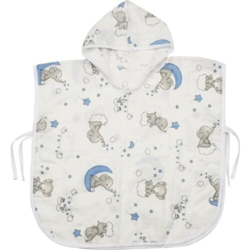 Unisex Hooded Baby Müslin Sailor Panço Beach towel 2-4 age 100 Cotton Quick Dry High Water Absorbent Toxic Madde içermez