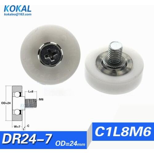[DR24C1L8]Free Shipiing low noise 10pcs OD 24mm currency count machine sliding door drawer plastic roller wheel DR24C1L8 pulley