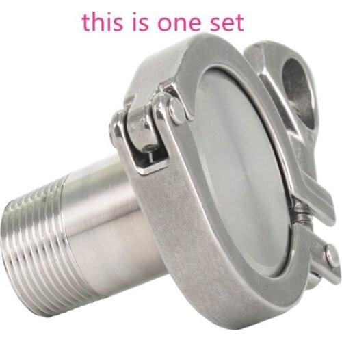 Stainless Steel SS304 1 Set Sanitary Clamp Type Male Thread Pipe Fitting + Tri Clamp+ PTFE Gasket