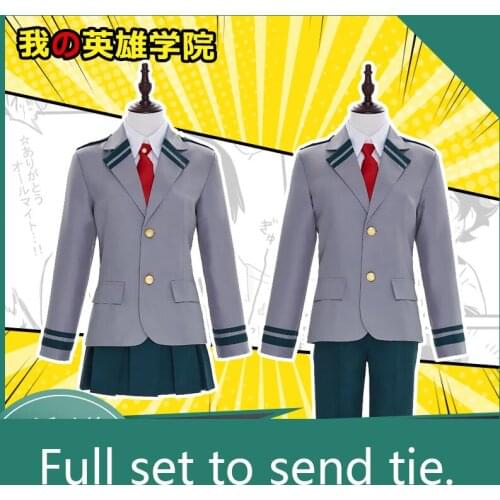 Hot Anime My Hero Academia Todoroki Shoto Uraraka Ochaco School Cosplay Costumes Top Pants Skirt Uniform Set for Carnival Comic