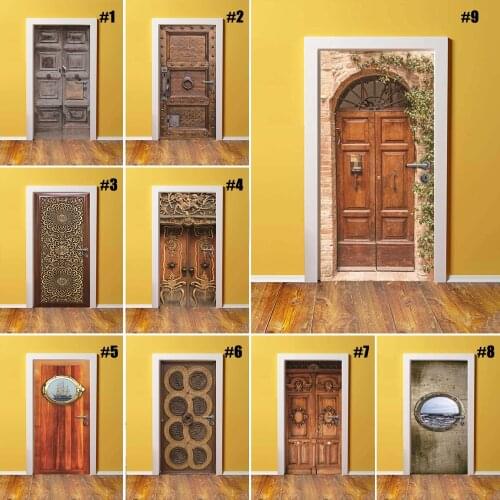 Art Fashion Picture Self-Adhesive 3D Door Stickers Color Line Graffiti Waterproof Wallpaper Home Decoration Childrens Room Door
