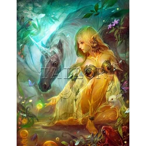 Dirll drawing cuadros full square 5d diamond painting kit set complet embroidery Cross stitch mosaic horse unicorn woman art 113