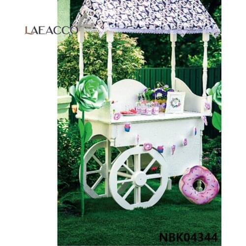 Laeacco Photographic Backdrop Summer Sweet Ice Cream Cart Cake Candy Bar Scene Baby Photography Background Wall For Photo Studio