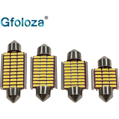 Gfoloza 10Pcs Festoon 12V C5w LED 3014 31mm 36mm 39mm 41mm Bulbs For Car Interior Reading Light Trunk Lamp White 6000K