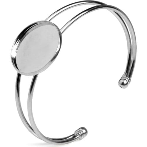 LFPU Bronze Rhodium Plated 25MM Blank Cabochon Bangle Base Bezel DIY Cameo Blank Cuff Bangle Bracelet Jewelry Findings