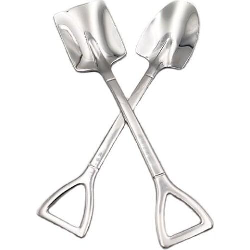 Shovel Shaped Dessert Spoon 304 Stainless Steel Watermelon Ice Cream Spoon Flat Pointed Multifunctional Mixing Tableware