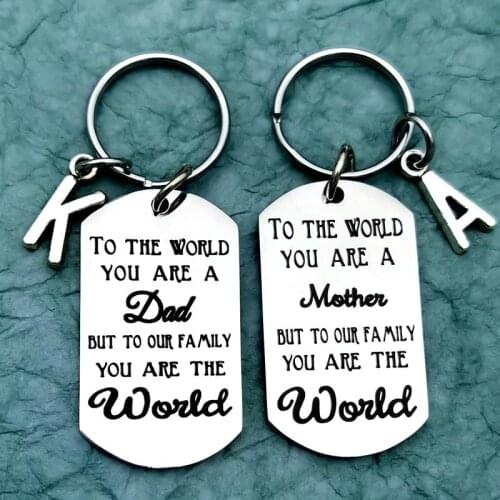 Mom Dad Gifts From Son Daughter, Stainless Steel Keychain Fathers Day Gift Birthday Christmas Gifts for Fathers and Mothers