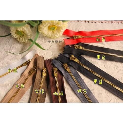 10pcs/lot NO.4 Zipper Metal brass Teeth/18cm/Closed Ended zip/colored/auto lock for jeans bags free shipping wholesale