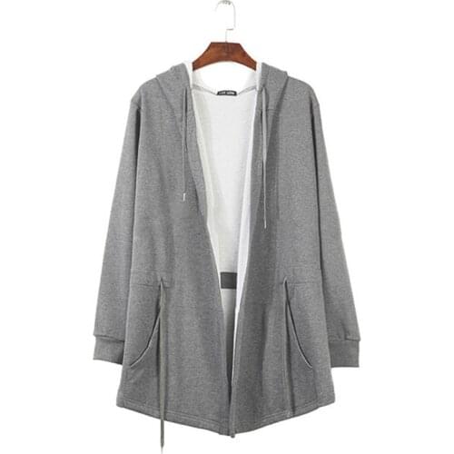 Mens jacket spring and autumn new mid-length hooded sweater and long cardigan jacket