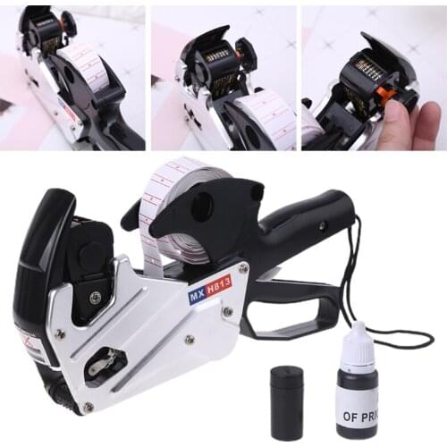 MX-H813 8 Digits Tagging Labeller for Clothing Store Retail Store Retail Price Tag Attacher with Labels Roll w/ Ink Roll