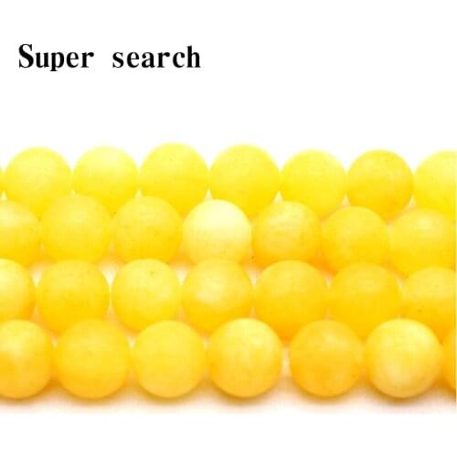 Natural Stone Yellow Frosted Round Loose beads Bracelet Necklace Eardrop Woman15" Strand8MM Pick Size For Jewelry Making
