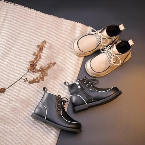 Solid Color Boys Girls Shoes Ankle Kids Martin Boots Children Winter Boots Side Zipper Plush Warm Shoes Comfortable Baby Botas