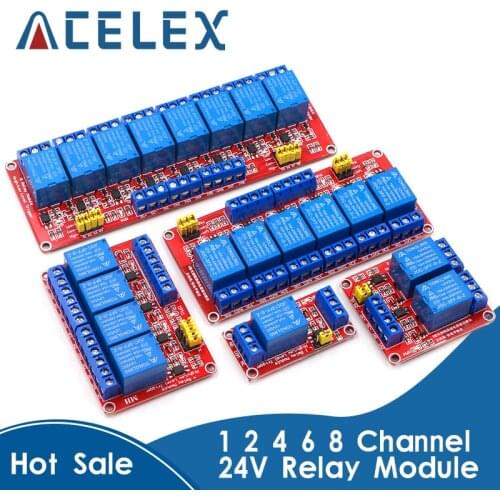 1 2 4 6 8 Channel 24V Relay Module Board Shield with Optocoupler Support High and Low Level Trigger for Arduino