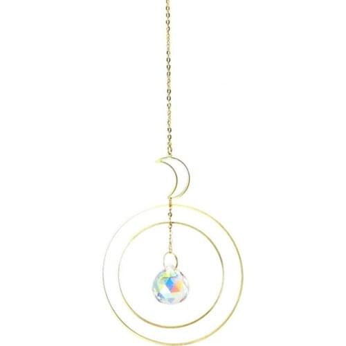 Artificial Crystal Pendant Nice-looking Handmade Attractive Wind Chime Star Moon Sun Catcher Hanging Pendant for Household