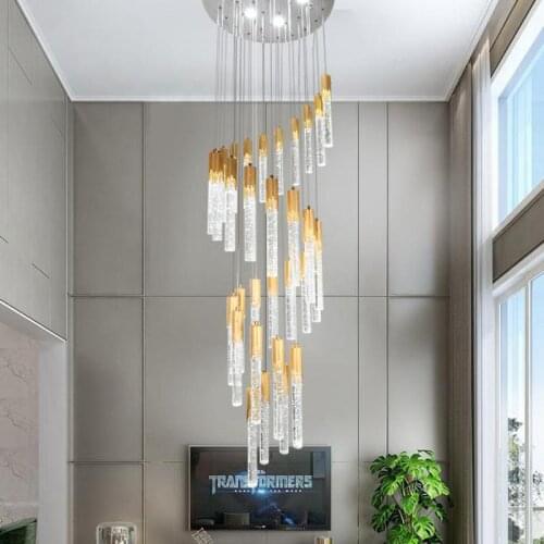 Bubble Crystal light Gold led Chandelier led Bar suspension luminaria for Living Room long Stairwell hanging ceiling Chandeliers