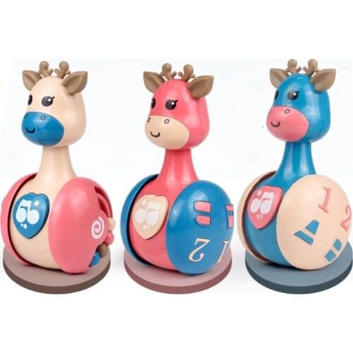 Sliding Deer Baby Tumbler Rattle Learning Education Newborn Teether Infant Hand Bell Mobile Stroller Music Roly-Poly Toy