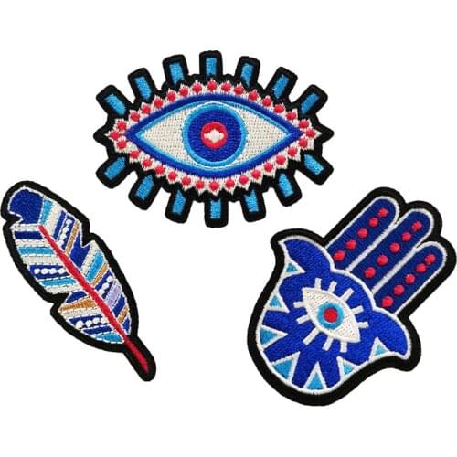 Colorful Evil Eye Embroidery Iron on Patch Embroidered Indian Style Badges For Clothing Bag Accessories Parches DIY Sewing