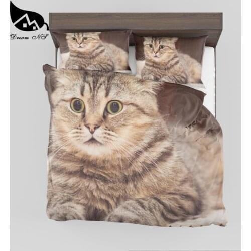 Dream NS 3D Effect Prints Bedding set Very cute cat Comforter shell pillowcase single size children Bed room Home textiles SMY22