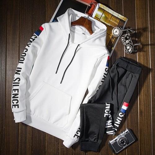 Sets Tracksuit Men Autumn Winter Hooded Sweatshirt Drawstring Outfit Sportswear 2021 Male Suit Pullover Two Piece Set Casual