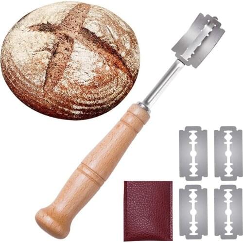 Teyaao Bread Lame with Bread Arc Curved Knife 5Pcs Replacement Blades Western Baguette Cutting French Toast Bagel Cutter