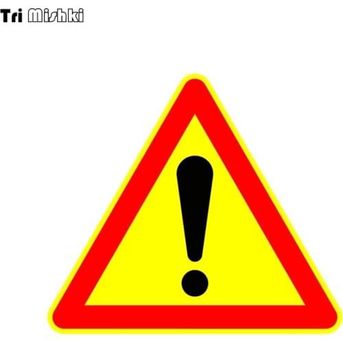 Tri Mishki WCS761 13*14.7cm Warning Exclamation Mark car sticker PVC coloful Decals Motorcycle Accessories sticker