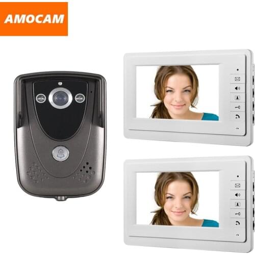 Video Door Phone doorbell Intercom system 7 inch LCD Monitor Waterproof IR Night Vision Camera wired video doorphone 2-monitor