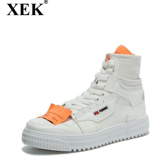 XEK 2018 Autumn New Female Shoes Tide Students Harajuku Couple High Canvas Shoes Port Wind Woman wyq219