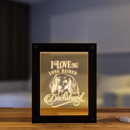 I Love My Long Haired Dachshund Personalized LED Night Lamp Frame Wiener Dog Custom Photo Frame Doxie Lovers Home Decor