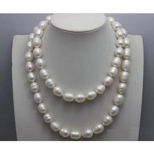 Women Gift word Love AAA 12-14MM natural south seas Australian baroque white pearl necklace 35 inch a(5.18) -jewelry