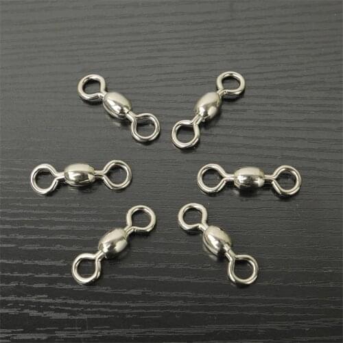 1000pcs/lot 3#/4#/5#/6#/7#/8#/10# Copper Stainless Steel Connector Bearing Rolling Swivel Snap Fishing Tackle Accessories Pesca