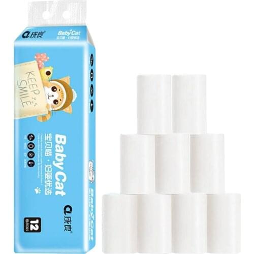 12 Roll 4 Layer Skin-friendly Toilet Tissue Home Bath Toilet Roll toilet paper Soft Toilet Paper Paper Towels Toilet Paper Bulk