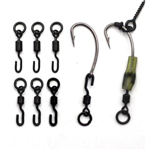 20PCS Carp Fishing Equipment Quick Change Swivels For Flexi Spinner Hook Swivels Ronnie Rig Carp Fishing Rig Rings Accessories