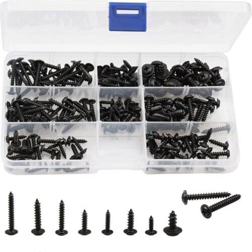 200 Pcs Stainless Screw PWA Black Screw with Media Self-Tapping Tool Accessories