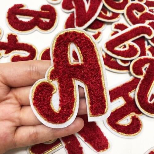 26 English Letters Alphabet Towel Embroidered Patches For Clothing Bag Jacket DIY Sew On Name Patch Applique Accessories