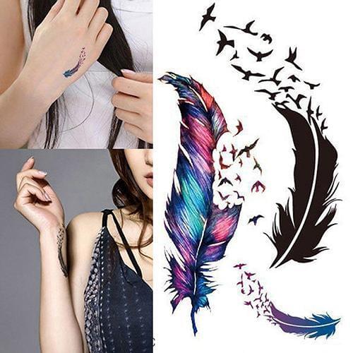 3D Temporary Removable Waterproof Colorful Body Art Feather Sexy Tattoo Sticker