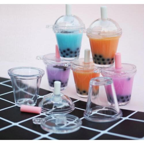5pcs Mini Empty Cups DIY UV Resin Shaker Charms Jewelry Accessories Boba Tea Drinks Cup with Lid Water Injection Shaker Cups