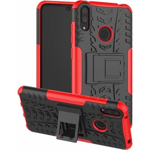 50pcs/lot Hybrid Kickstand Rugged Rubber Armor Hard PC+TPU 2 In 1 Case Stand For Huawei Y7 Pro Y6 2019 Honor 8A V20 P30 Lite