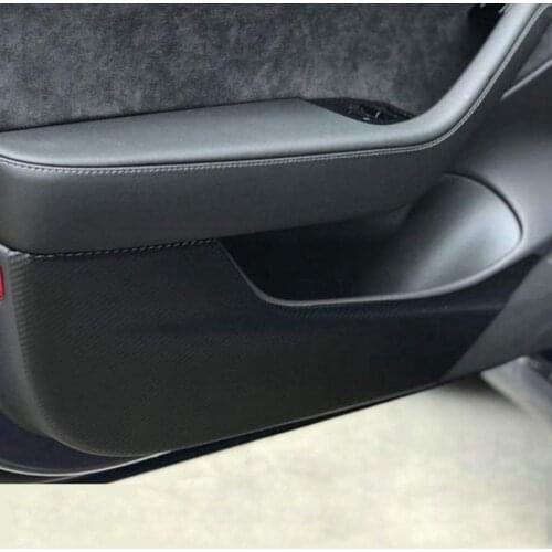A0NE 4Pcs Door Anti-Kick Mat Leather Carbon Fiber Protector Pad Automobiles Door for tesla Model 3