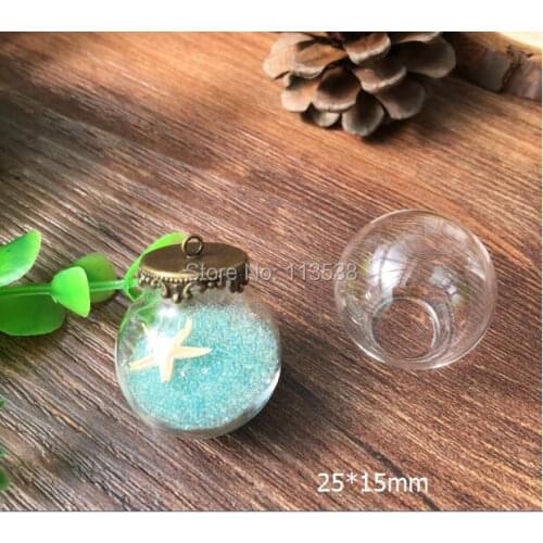 Free ship!!! ! NEW 20sets/lot 25*15mm glass globe with antique bronze findings set glass bubble DIY vial pendant